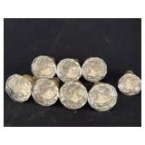 8 vtg faceted crystal glass cabinet/drawer knobs
