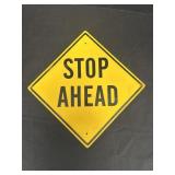 Yellow Diamond-Shaped Stop Ahead Warning Sign