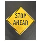 Yellow Diamond-Shaped Stop Ahead Warning Sign