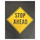 Yellow Diamond-Shaped Stop Ahead Warning Sign