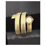 Jalga gold-tone wrap bracelet quartz watch w/
