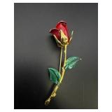 Enamel Rose Brooch Pin
