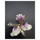 Purple Orchid Brooch Pin
