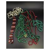 Magnetic Necklace, Red, Green & Gold Beaded