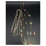 Gold Tone 3 Strand Necklace & Layered Silver T