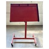 Red metal adjustable drafting/work table