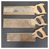 (3) Vintage Steel Hand Saws: Casey, Disston