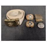 Boy Scout Belt w/ Brass buckle, Necktie Clips,