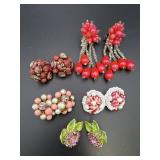Clip On Beaded & Rhinestone Earrings