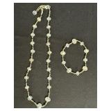 Necklace & bracelet set - clear faceted beads &