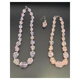 Faceted bead necklaces & 1 earring.  Graduated