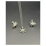 Starburst necklace & earring set w/iridescent