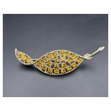 Amber Rhinestone Brooch Pin