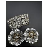 (2 pairs) Clear Rhinestone Clip On Earrings