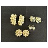 4pr beaded & faux pearl clip-on earrings, Japan &