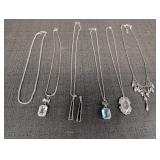 Silver-tone necklaces w/ pendants & rhinestones