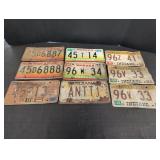 (9) Indiana License plates embossed letters