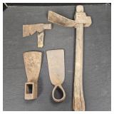 (4) Primitve Cast Iron Axes