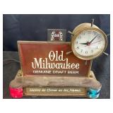 Old Milwaukee Beer nautical clock advertising sign