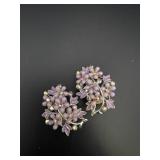 Pakula Purple Floral Clip On Earrings