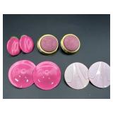 4 Pairs, Pink Pierced Earrings