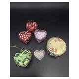 Metal Heart Shaped Trinket Boxes, Porcelain &