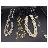 Faux Pearl Necklaces & Black Beaded Necklace