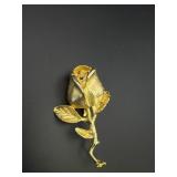 DFA Gold Tone Rose Brooch Pin