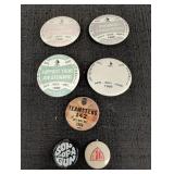 Pin back organization button 2 Clip-On one missing