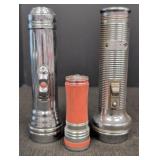 (2) Vtg Chrome Flashlights, LED flashlight