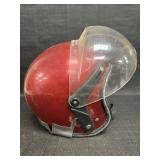 Vtg Red Metal Flake Open Face Helmet