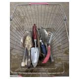 Variety of Gardening Tools w/ metal basket