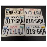 (6) Embossed Texas license plates