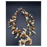 Vtg. 3 Strand Orange/Cream Necklace & Earring Set