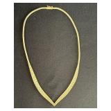 925 Italy gold-tone chevron "V" mesh necklace -