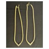2 gold-tone chevron herringbone chain necklaces