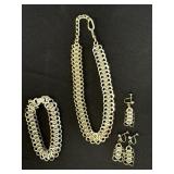 3pc silver-tone interlocking stacked figure-eight