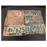 (6) Embossed Indiana License plates