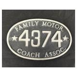 Family Motor Coach Assoc  membership ID plaque