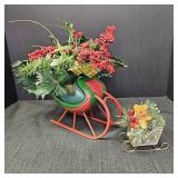 (2) Decorative Sleigh with Florals