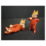 (2) Ceramic Porcelain Devil Figurines
