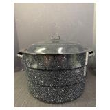 Black Speckled Enamelware Canning Pot