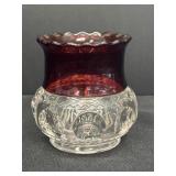 4.25" ruby-stained thumbprint open spooner