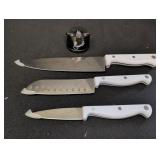 (3) Emeril Knives w/ Sharpener Blades measure