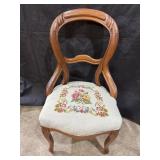 Victorian Needlepoint Balloon Back Parlor Chair