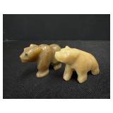 (2) Mini Marble Bear Figurines