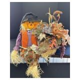 Fall scarecrow w/basket decor, 21W x 16in H