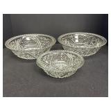 3 stars & bars pressed glass bowls