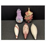 (5) Christmas decorated ornaments 3 tear drop