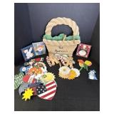 Personalized wood wall hanging basket w/multiple
